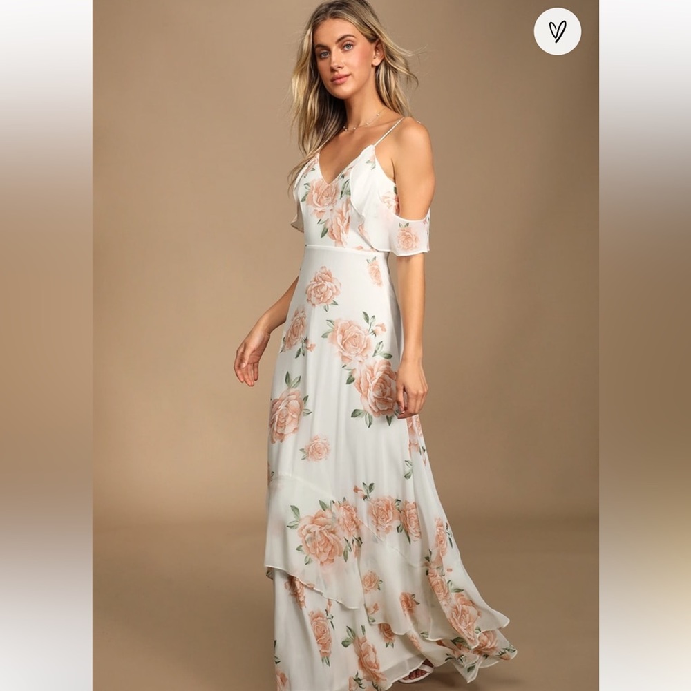 Lulus Ivory Floral Print Maxi Dress